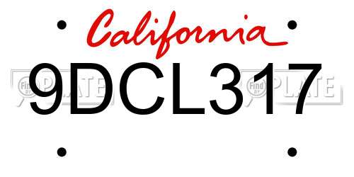 9DCL317 California License Plate