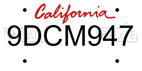 9DCM947 California License Plate