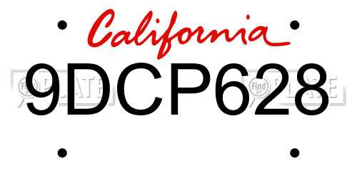9DCP628 California License Plate