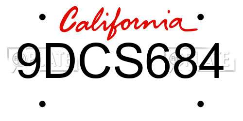 9DCS684 California License Plate