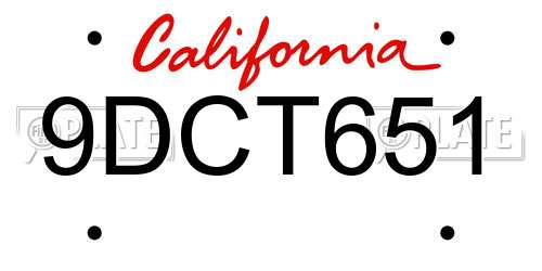 9DCT651 California License Plate