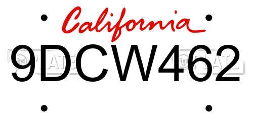 9DCW462 California License Plate