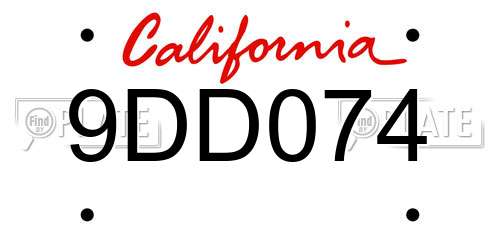 9DD074 California License Plate