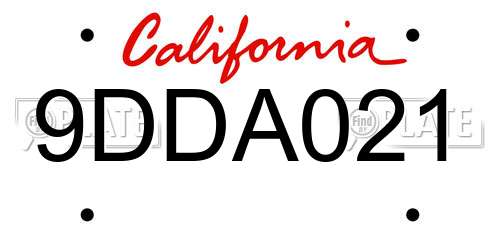 9DDA021 California License Plate