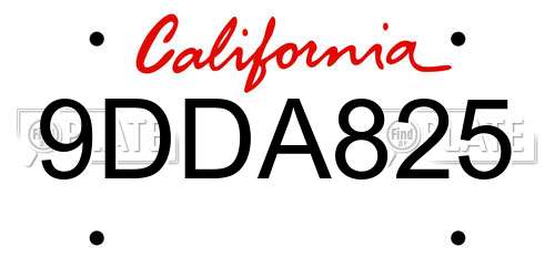 9DDA825 California License Plate