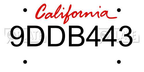 9DDB443 California License Plate