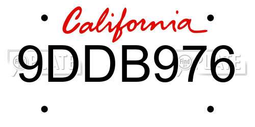 9DDB976 California License Plate