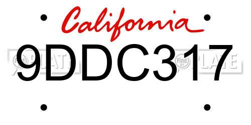 9DDC317 California License Plate