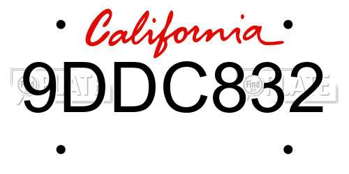 9DDC832 California License Plate