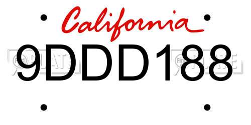 9DDD188 California License Plate