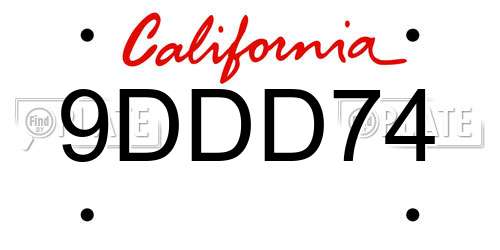 9DDD74 California License Plate