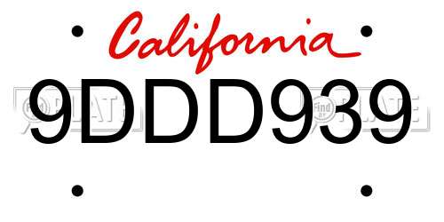 9DDD939 California License Plate