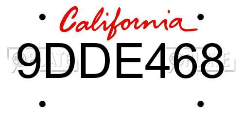 9DDE468 California License Plate