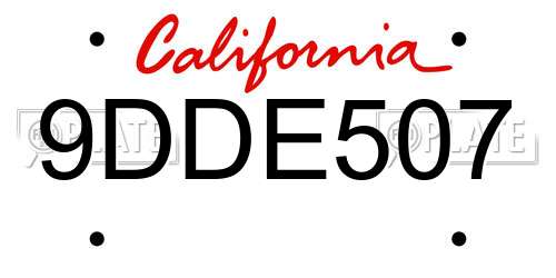 9DDE507 California License Plate