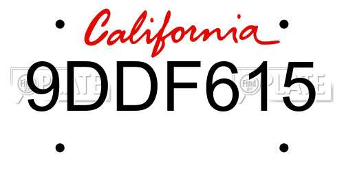 9DDF615 California License Plate