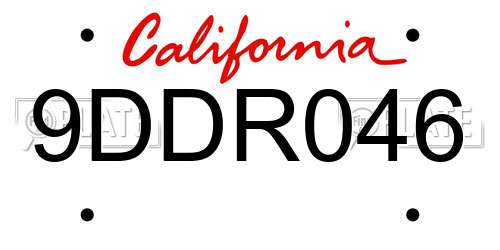 9DDR046 California License Plate