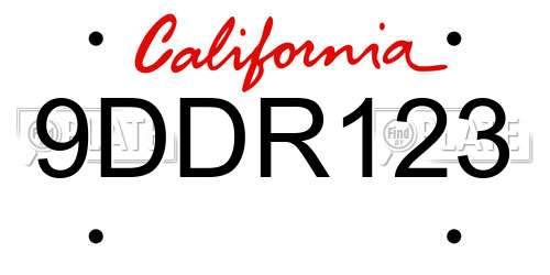 9DDR123 California License Plate