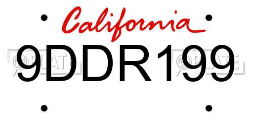 9DDR199 California License Plate