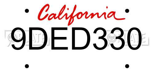 9DED330 California License Plate