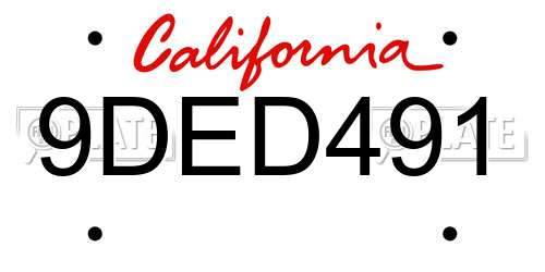 9DED491 California License Plate