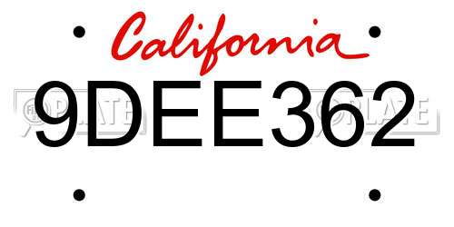 9DEE362 California License Plate