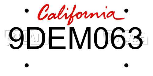 9DEM063 California License Plate