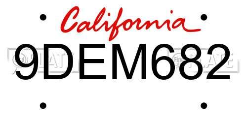9DEM682 California License Plate