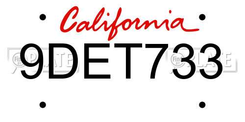 9DET733 California License Plate