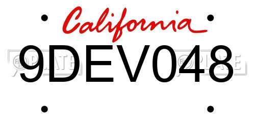 9DEV048 California License Plate