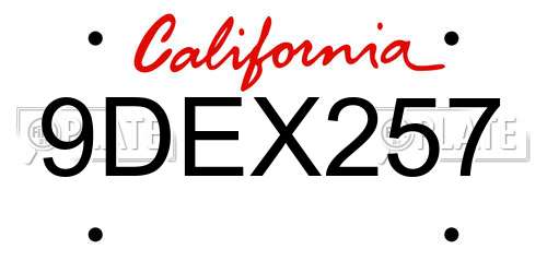 9DEX257 California License Plate