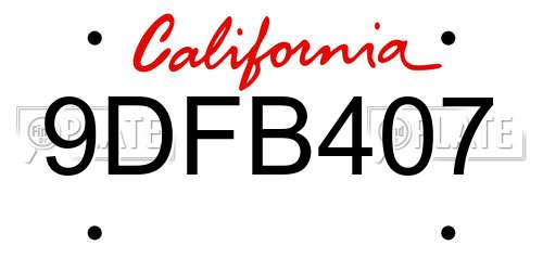 9DFB407 California License Plate