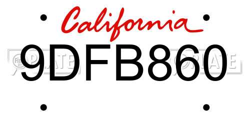 9DFB860 California License Plate