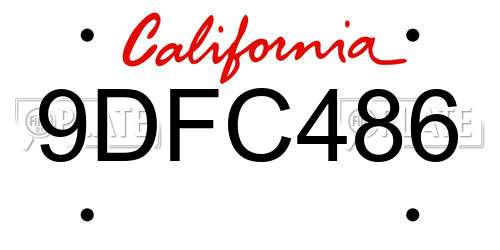 9DFC486 California License Plate