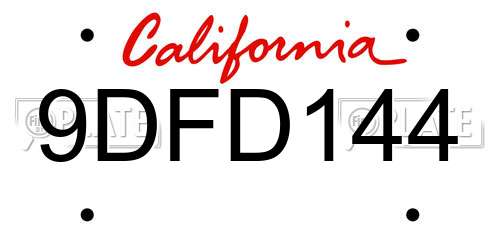 9DFD144 California License Plate