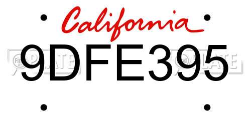 9DFE395 California License Plate