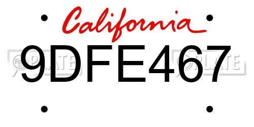 9DFE467 California License Plate