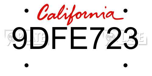 9DFE723 California License Plate