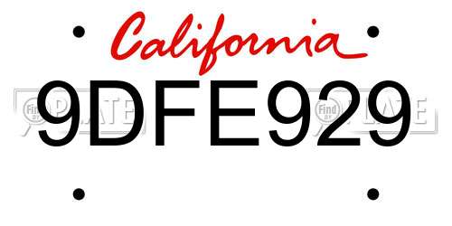 9DFE929 California License Plate
