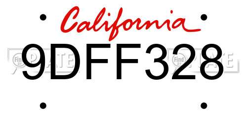 9DFF328 California License Plate