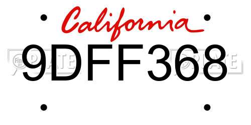 9DFF368 California License Plate
