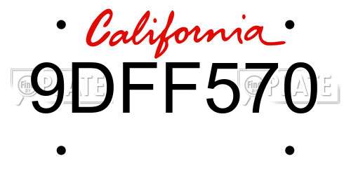 9DFF570 California License Plate