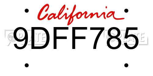 9DFF785 California License Plate