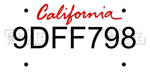 9DFF798 California License Plate