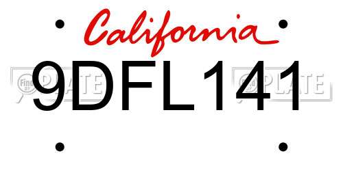 9DFL141 California License Plate