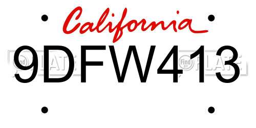 9DFW413 California License Plate