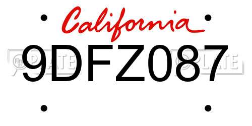 9DFZ087 California License Plate