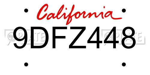 9DFZ448 California License Plate