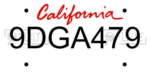 9DGA479 California License Plate