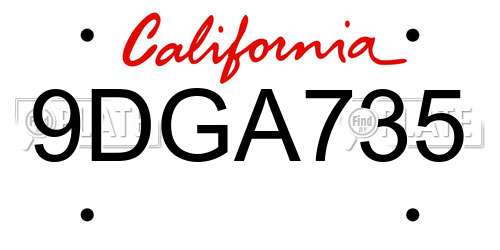 9DGA735 California License Plate