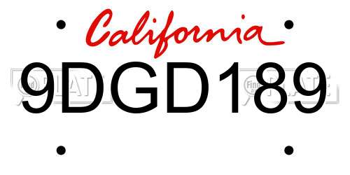 9DGD189 California License Plate